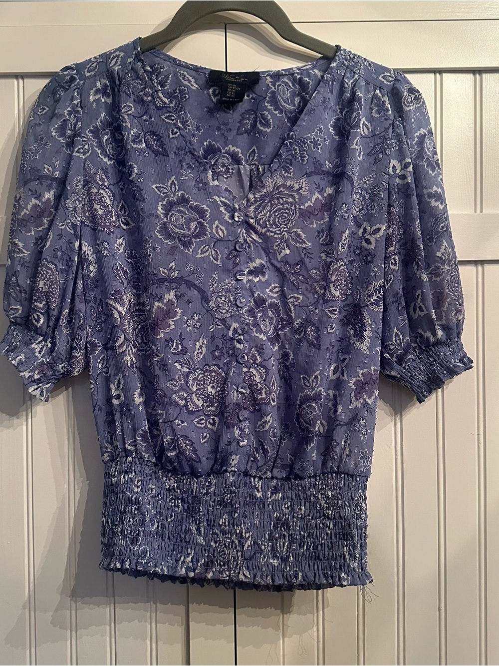 RACHEL Rachel Roy Lavender Blue Floral Button-Front Blouse